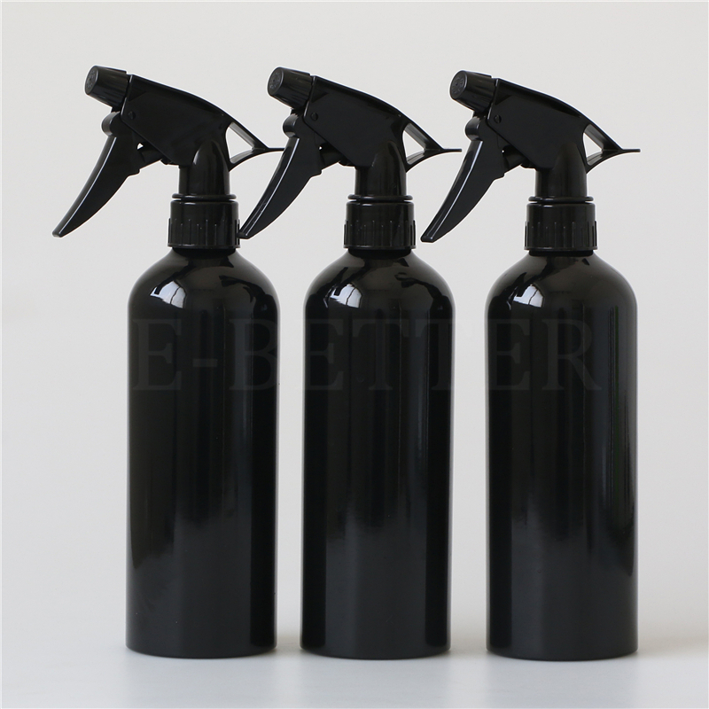 eco friendly black 500ml aluminum bottle with trigger sprayer