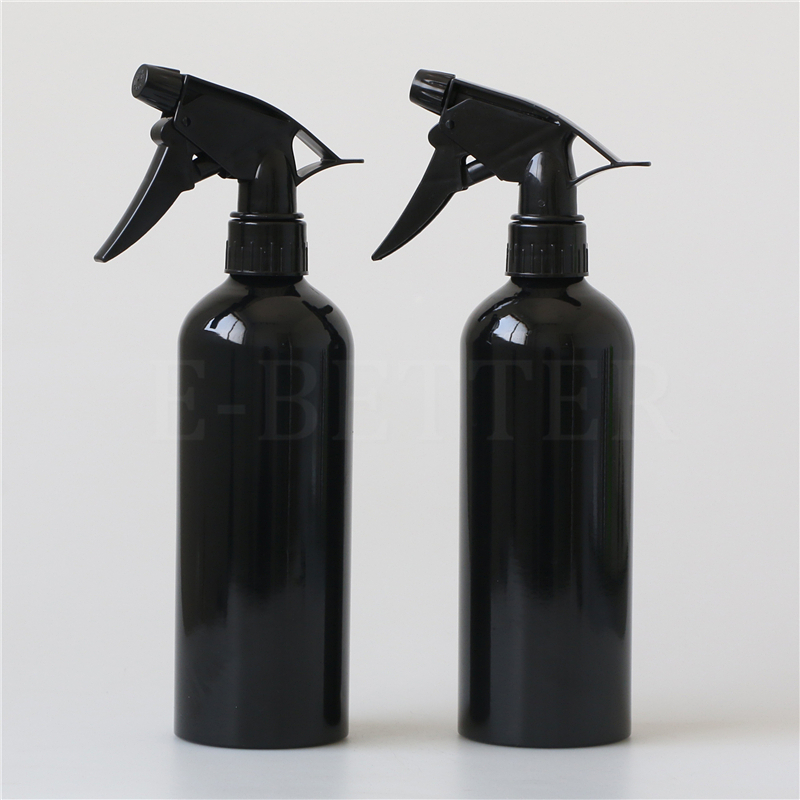 eco friendly black 500ml aluminum bottle with trigger sprayer