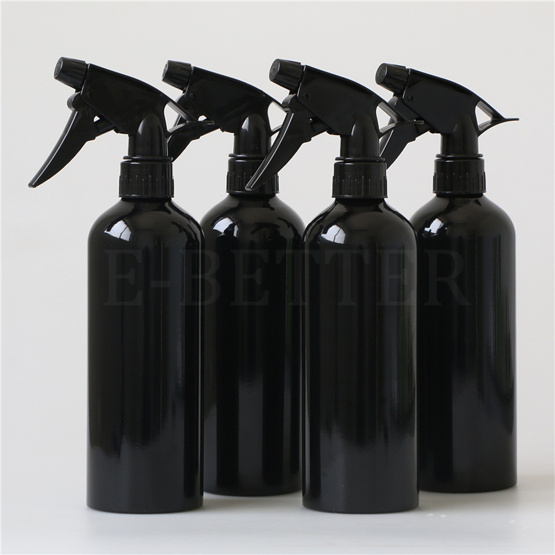 eco friendly black 500ml aluminum bottle with trigger sprayer