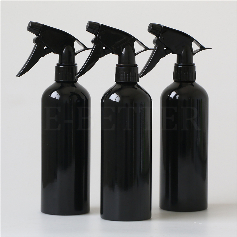 eco friendly black 500ml aluminum bottle with trigger sprayer
