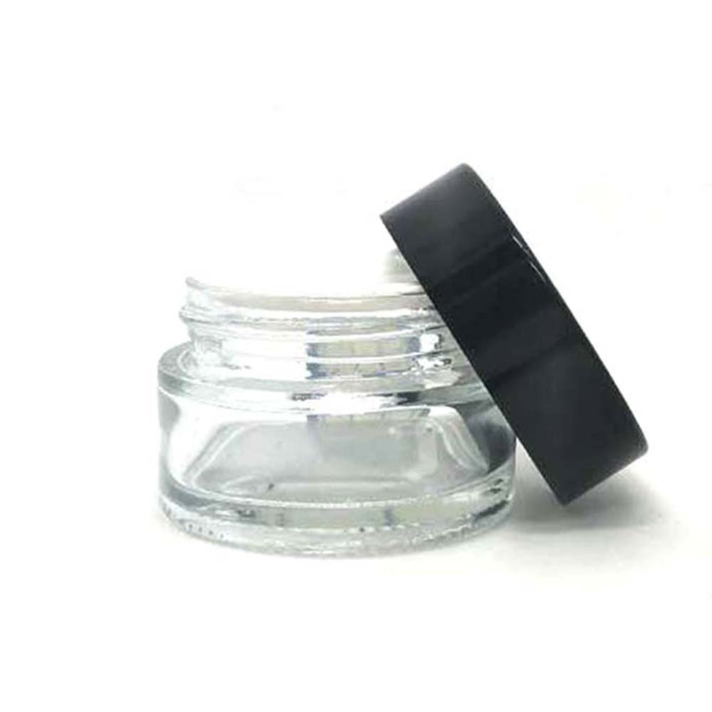 eco friendly container glass jar 15g for cream empty round cream glass jar cosmetics with black plastic lid