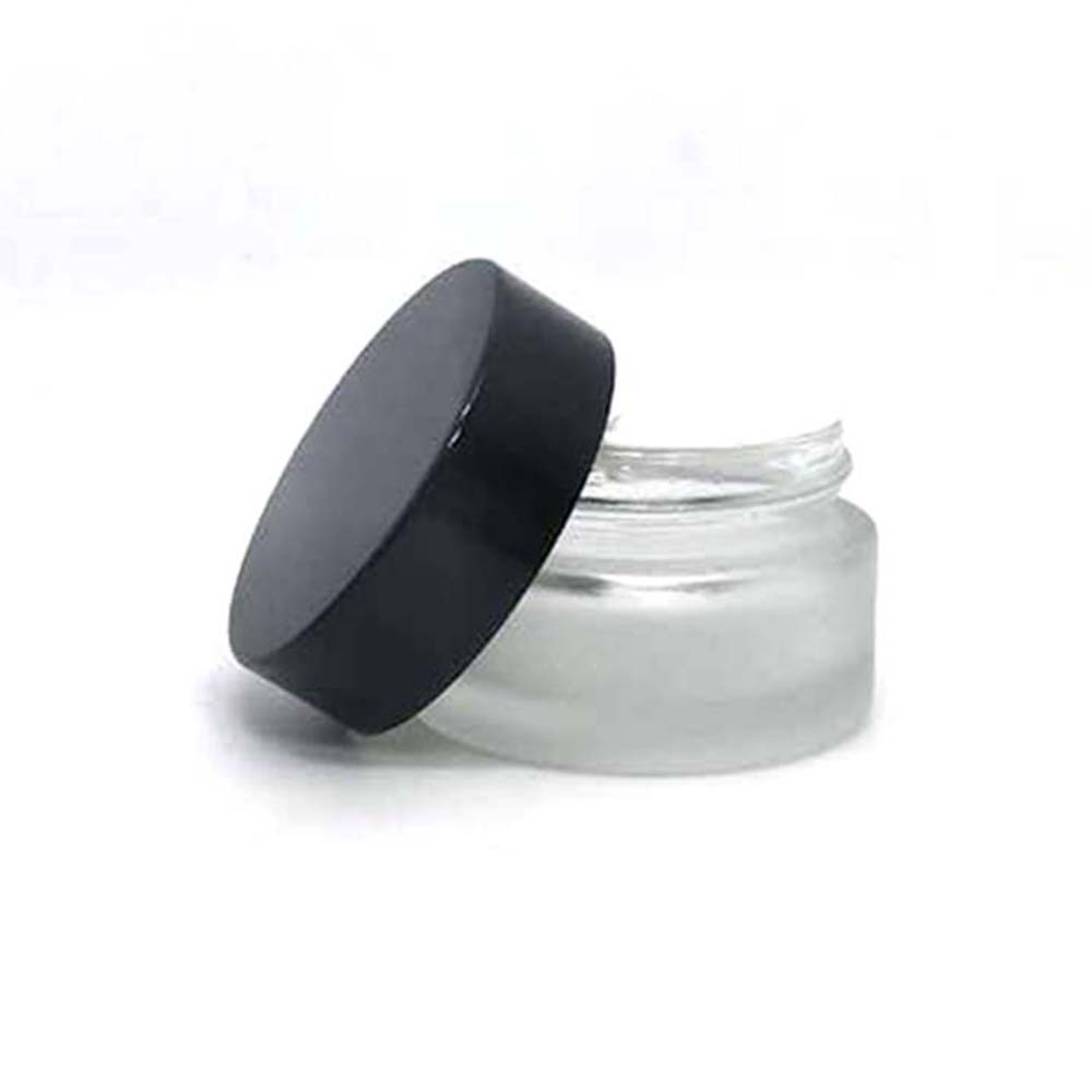 eco friendly container glass jar 15g for cream empty round cream glass jar cosmetics with black plastic lid