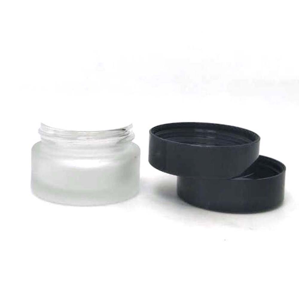 eco friendly container glass jar 15g for cream empty round cream glass jar cosmetics with black plastic lid
