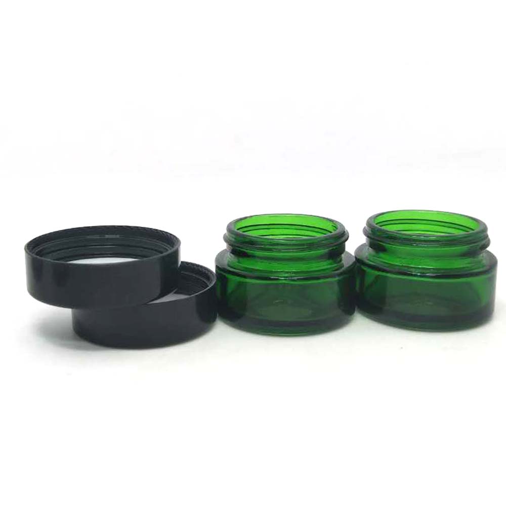 eco friendly container glass jar 15g for cream empty round cream glass jar cosmetics with black plastic lid