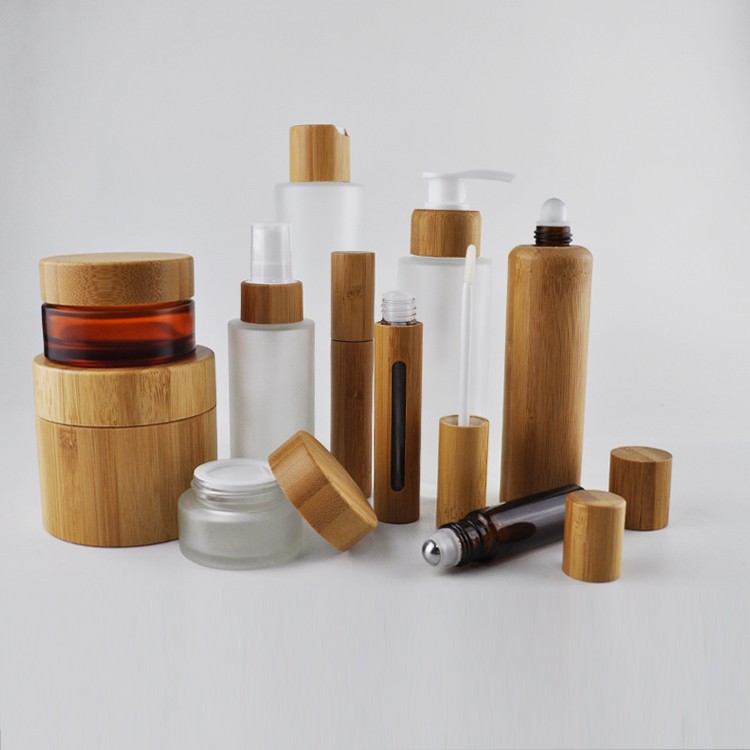 eco friendly cosmetic containers 15g 30g 50g cosmetic jar 100ml bamboo spray bottle with bamboo cap