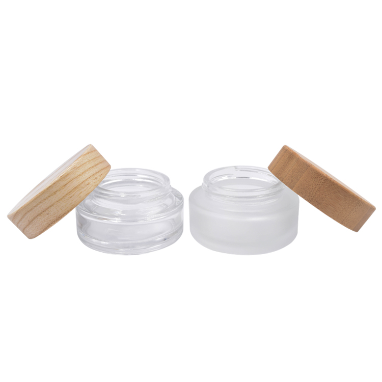 eco friendly cosmetic containers 30g frosted and clear empty bamboo cream jars