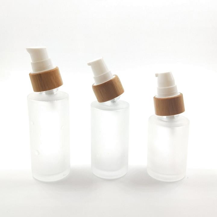 eco-friendly cosmetic skincare container packaging bamboo glass cosmetic jars 15ml 30ml 50ml 100ml for cosmetics company