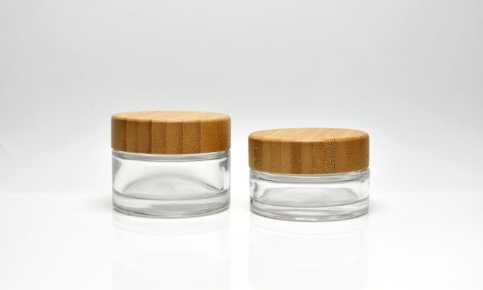 eco-friendly cosmetic skincare container packaging bamboo glass cosmetic jars 15ml 30ml 50ml 100ml for cosmetics company