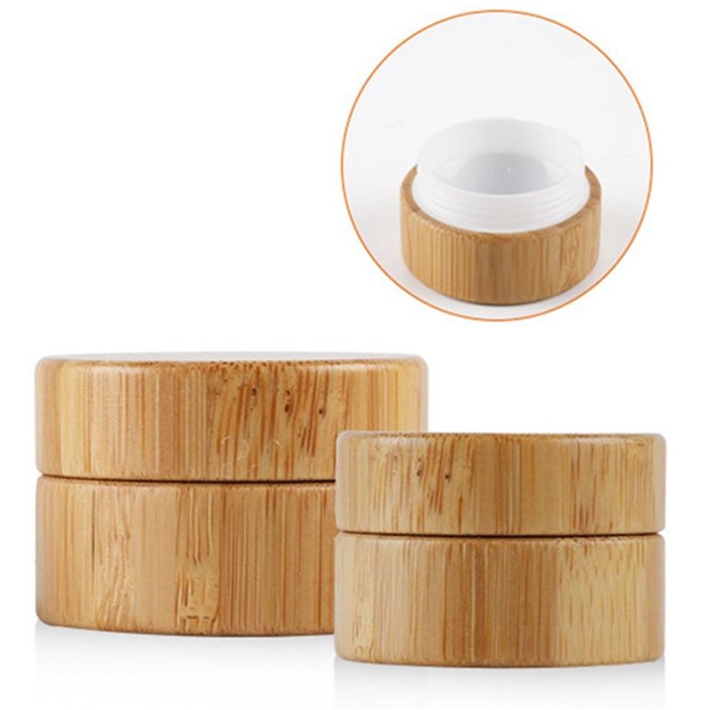 eco-friendly cosmetic skincare container packaging bamboo glass cosmetic jars 15ml 30ml 50ml 100ml for cosmetics company