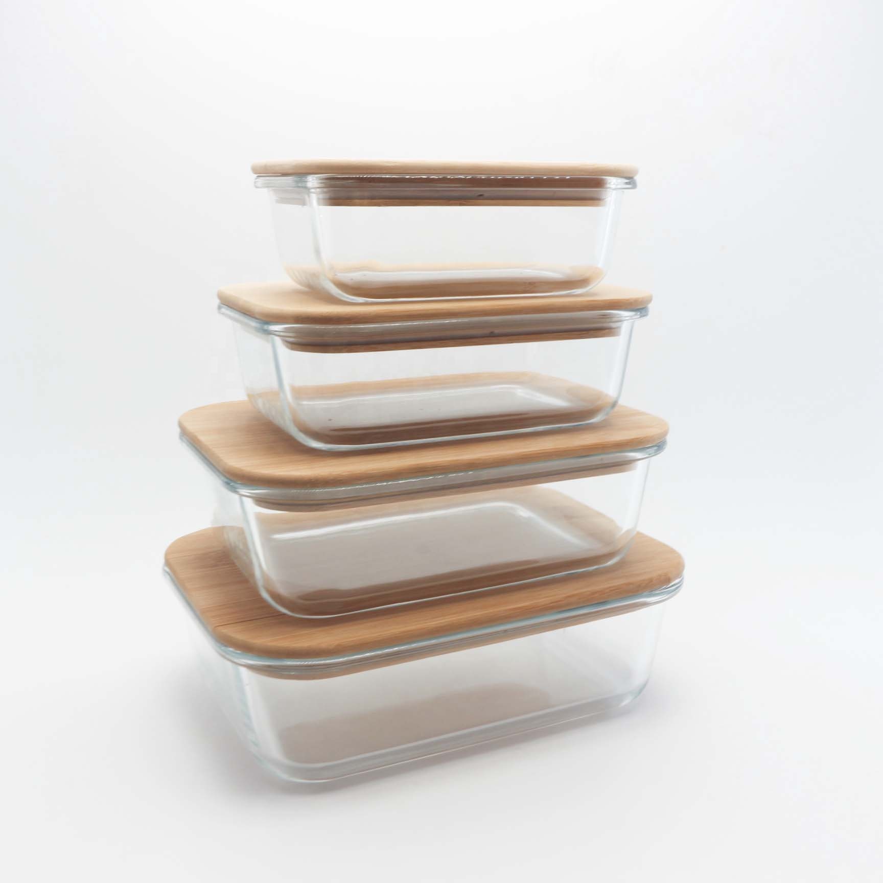 eco friendly disposable wood bento box microwavable Glass Food Storage PD-17Q