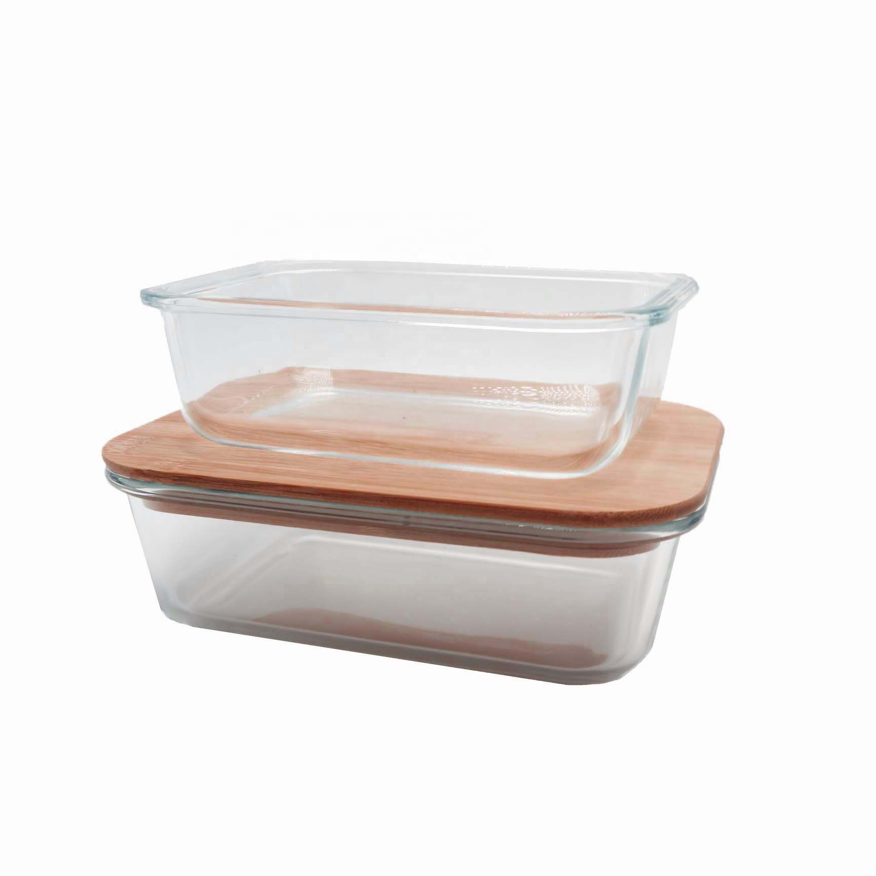 eco friendly disposable wood bento box microwavable Glass Food Storage PD-17Q