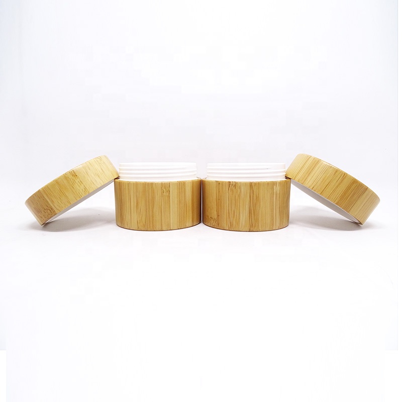 eco friendly empty  100ml 150ml 200ml  body lotion cream natural  bamboo jar cosmetic packaging with screw  lid