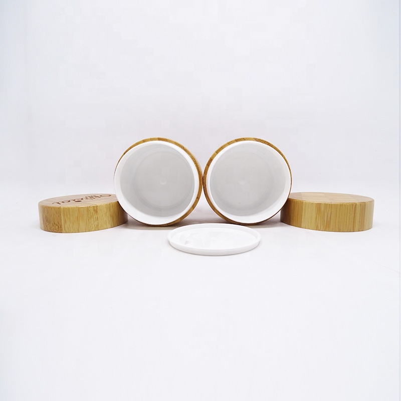 eco friendly empty 100ml 150ml 200ml body lotion cream natural bamboo jar cosmetic packaging with screw lid