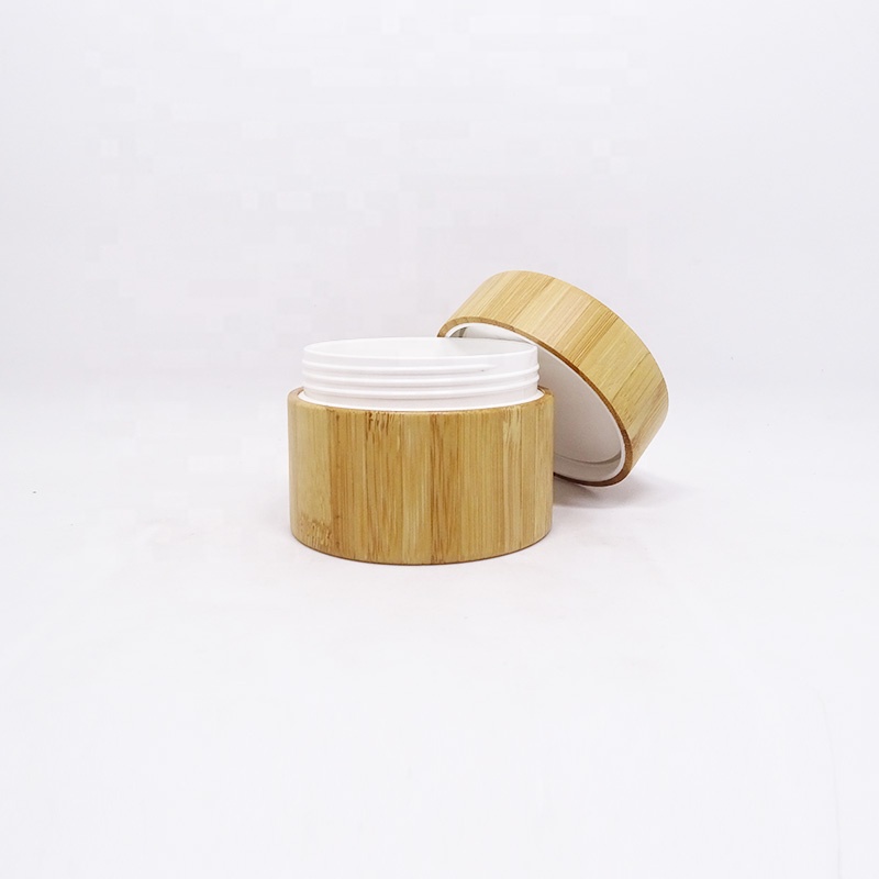 eco friendly empty 100ml 150ml 200ml body lotion cream natural bamboo jar cosmetic packaging with screw lid