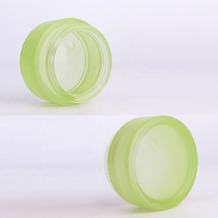 eco friendly empty 20ml 40ml 60ml green frosted round glass cream cosmetic packaging jar with cap
