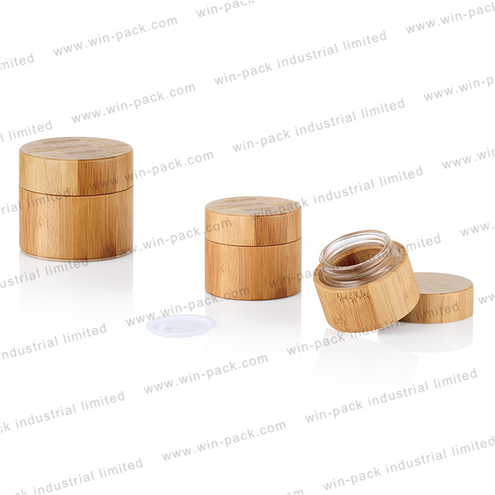 eco friendly empty 30g cream cosmetic bamboo glass storage jars wholesale
