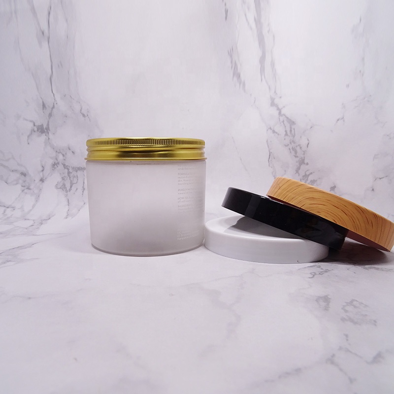 eco friendly empty frosted cear 600ml cosmetic Plastic PET body cream scrub jar with water transfer lid