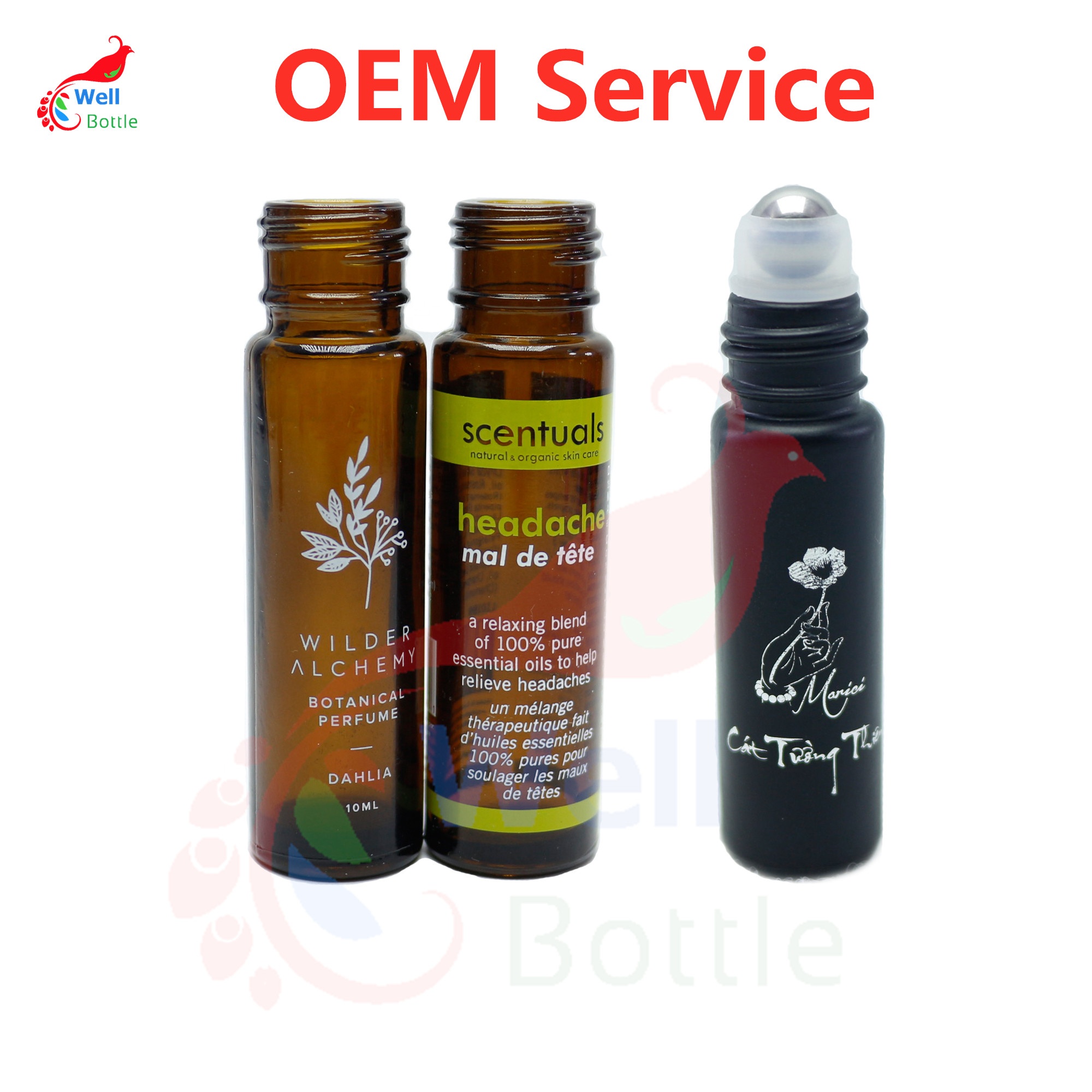 eco friendly essential oil 3ml 5ml 8ml 10ml 15ml roll on glass bottle bamboo roller bottle for perfume roller-8888A