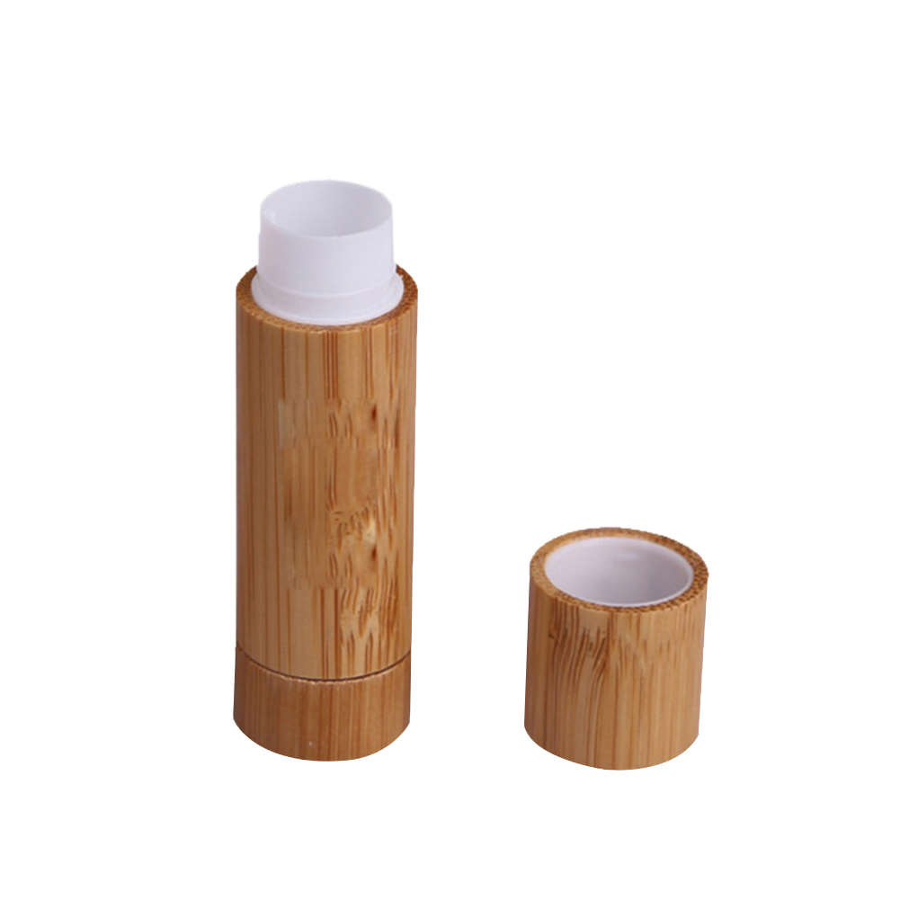 eco friendly natural bamboo lip stick tube 5g wooden and plastic lip balm container