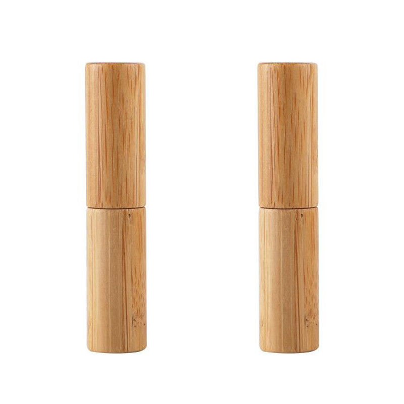 eco friendly natural bamboo lip stick tube 5g wooden and plastic lip balm container