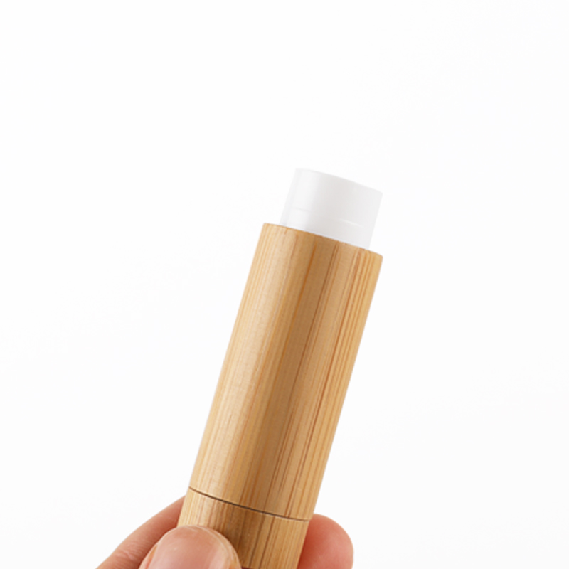 eco friendly natural bamboo lip stick tube 5g wooden and plastic lip balm container
