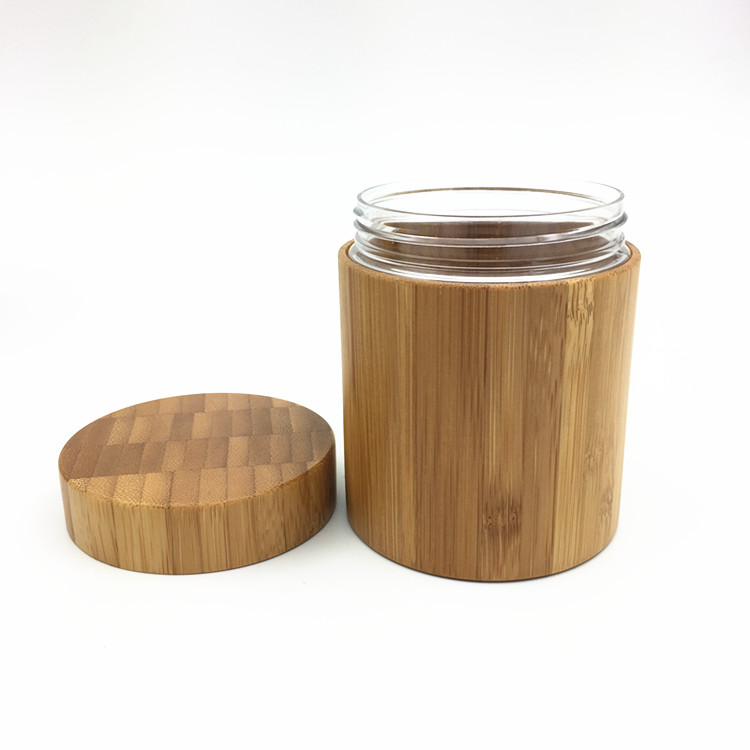 eco friendly natural cosmetic packaging containers wholesale 1oz 2oz 4oz 8oz 16oz perfume container bamboo cream jar with lid