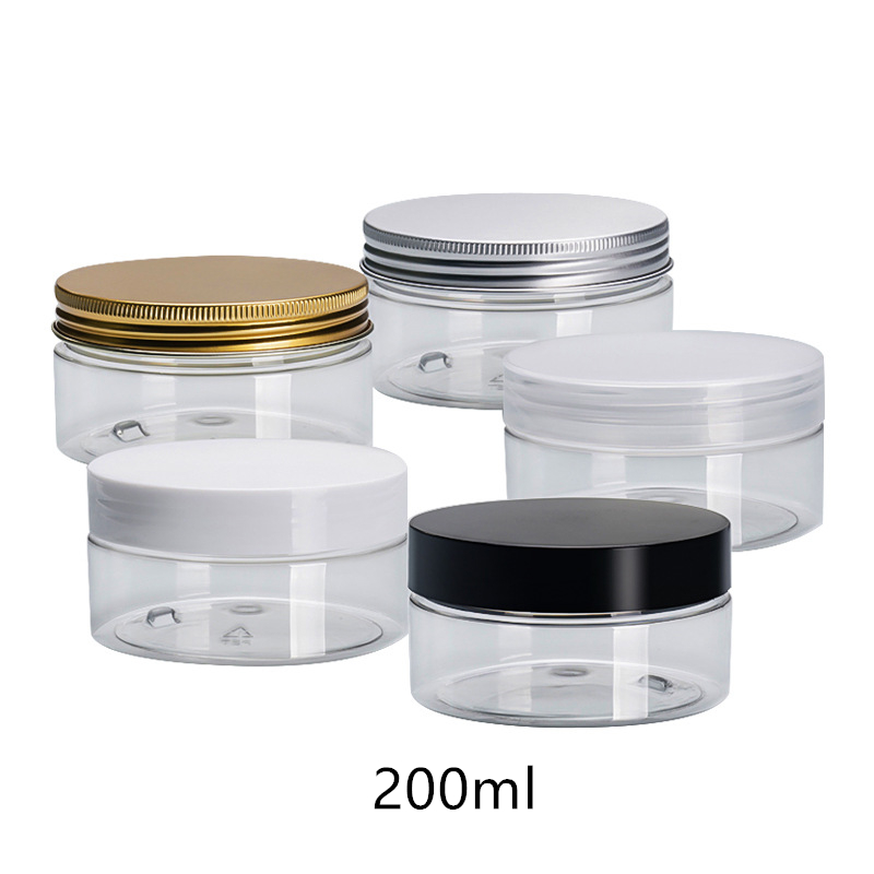 eco friendly plastic empty 50ml 4 oz 100ml 8oz 200 ml clear cosmetic stackable pet plastic cream jar