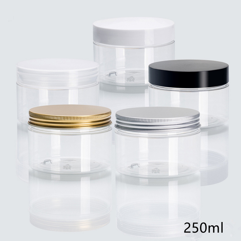 eco friendly plastic empty 50ml 4 oz 100ml 8oz 200 ml clear cosmetic stackable pet plastic cream jar