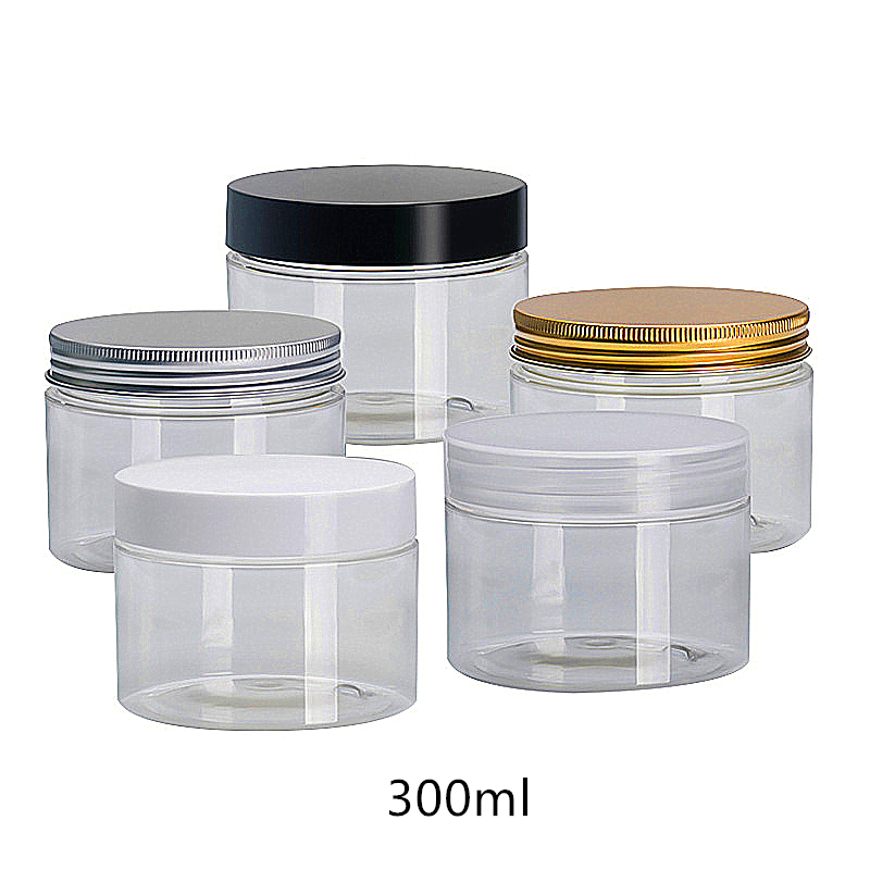 eco friendly plastic empty 50ml 4 oz 100ml 8oz 200 ml clear cosmetic stackable pet plastic cream jar