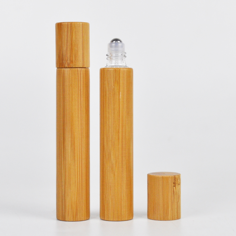 eco friendly roller bottle bamboo cap 10ml roller ball bottle printed for essential oils