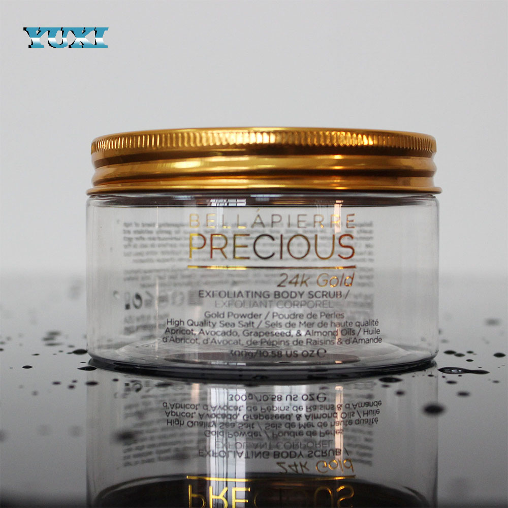 eco friendly round plastic cosmetic body scrub containers