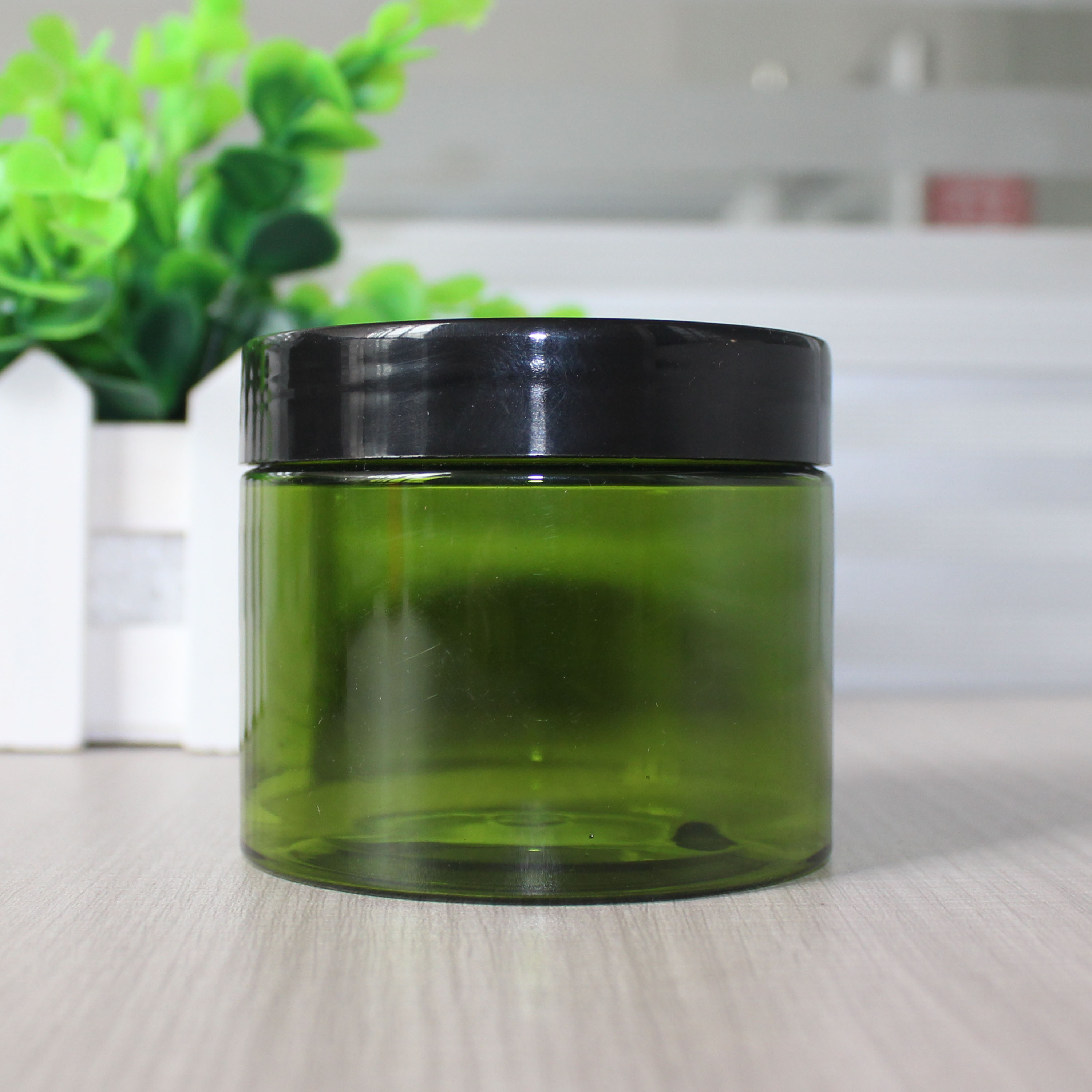 eco friendly round plastic cosmetic body scrub containers