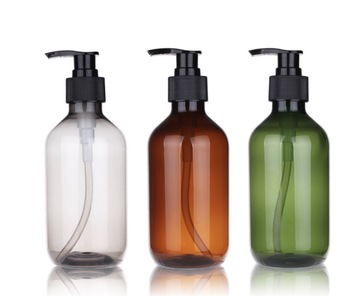 eco friendly round shape empty plastic cosmetics container liquid soap pump bottle 10oz