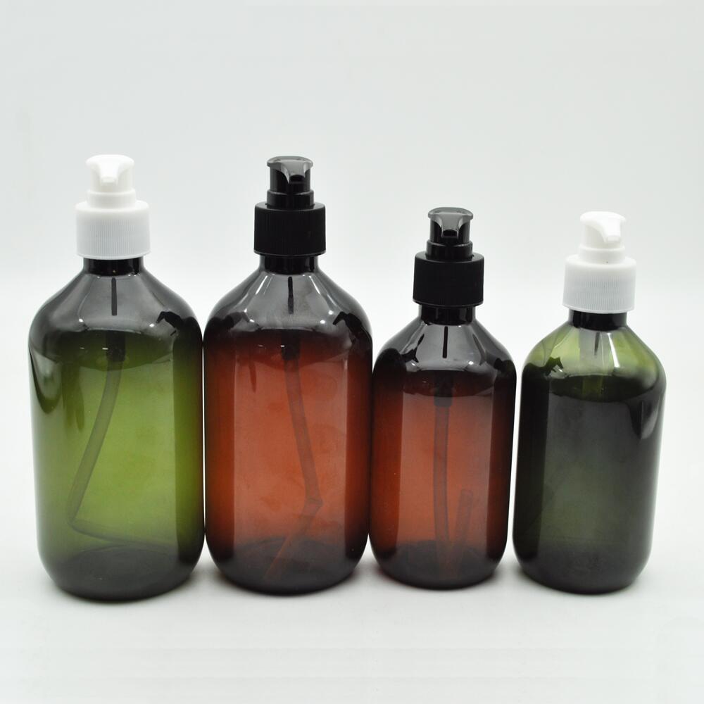 eco friendly round shape empty plastic cosmetics container liquid soap pump bottle 10oz