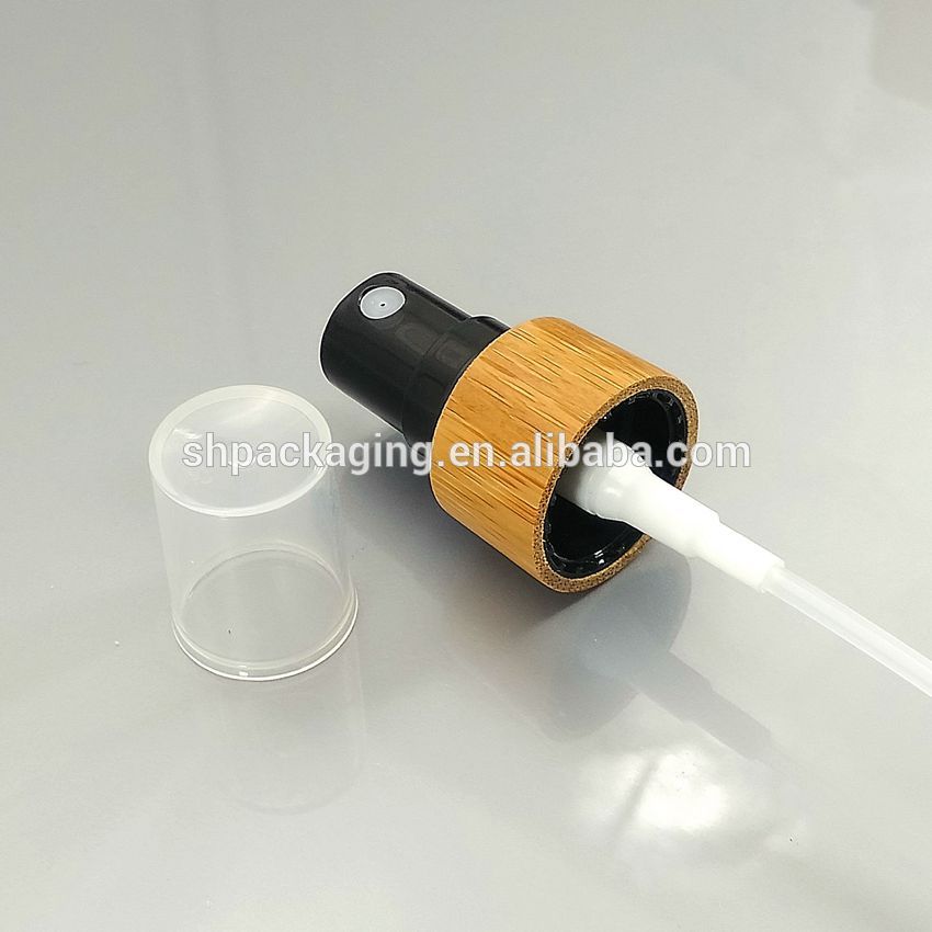eco friendly spray bottles 20ml wooden bamboo fine mist sprayer 18/410 essential oil bottle clear glass perfume bottle