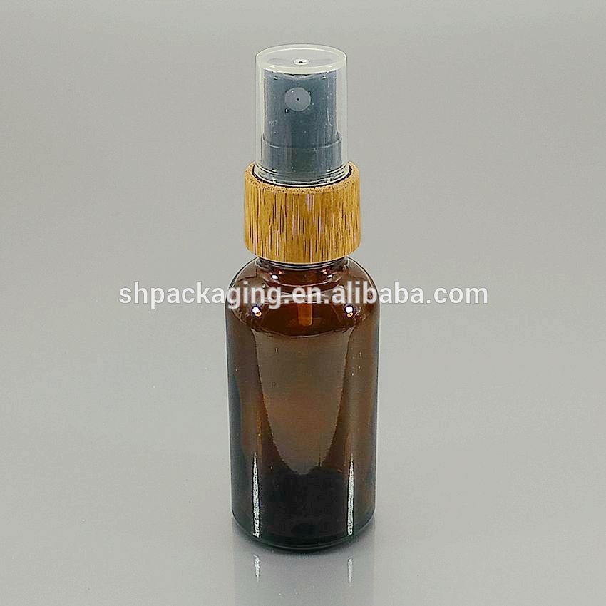 eco friendly spray bottles 20ml wooden bamboo fine mist sprayer 18/410 essential oil bottle clear glass perfume bottle