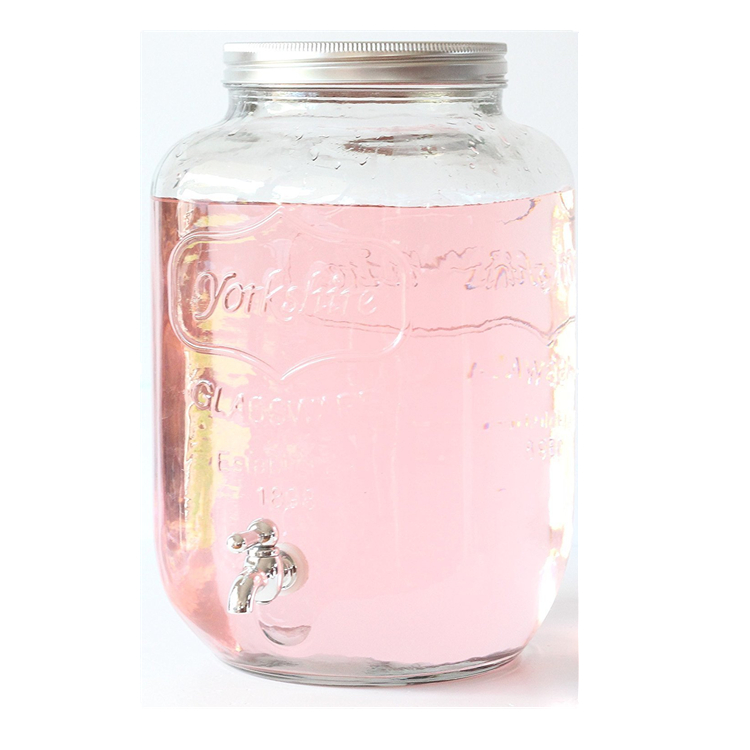 eco lead free high capacity 1gallon glass jug jar wine cold pressed juice glass bottle pot with aluminum lid and faucet 4L