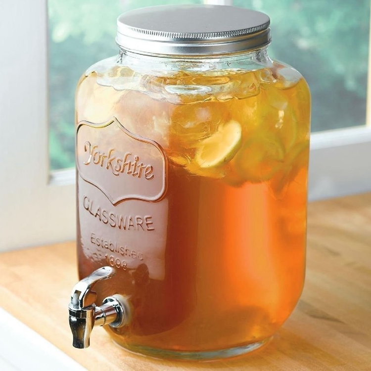 eco lead free high capacity 1gallon glass jug jar wine cold pressed juice glass bottle pot with aluminum lid and faucet 4L