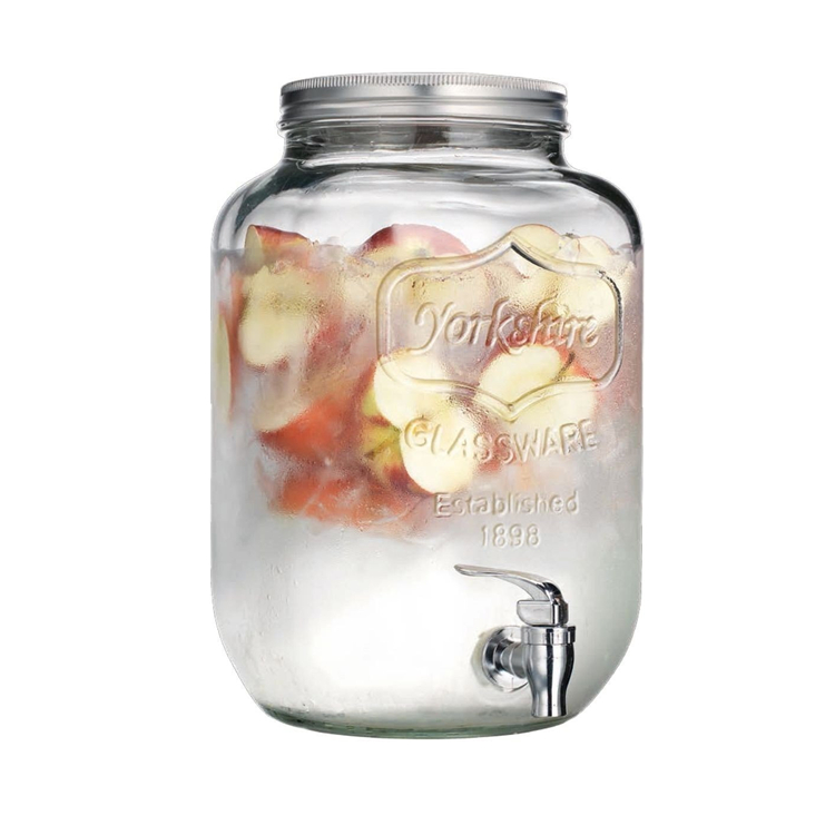 eco lead free high capacity 1gallon glass jug jar wine cold pressed juice glass bottle pot with aluminum lid and faucet 4L