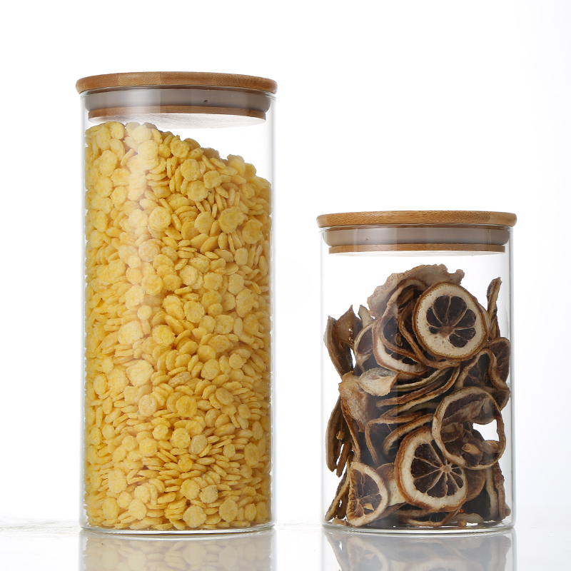 economically wholesale high Borosilicate glass tank bamboo cover pharmaceutical bottle juice bottle fresh-reserved