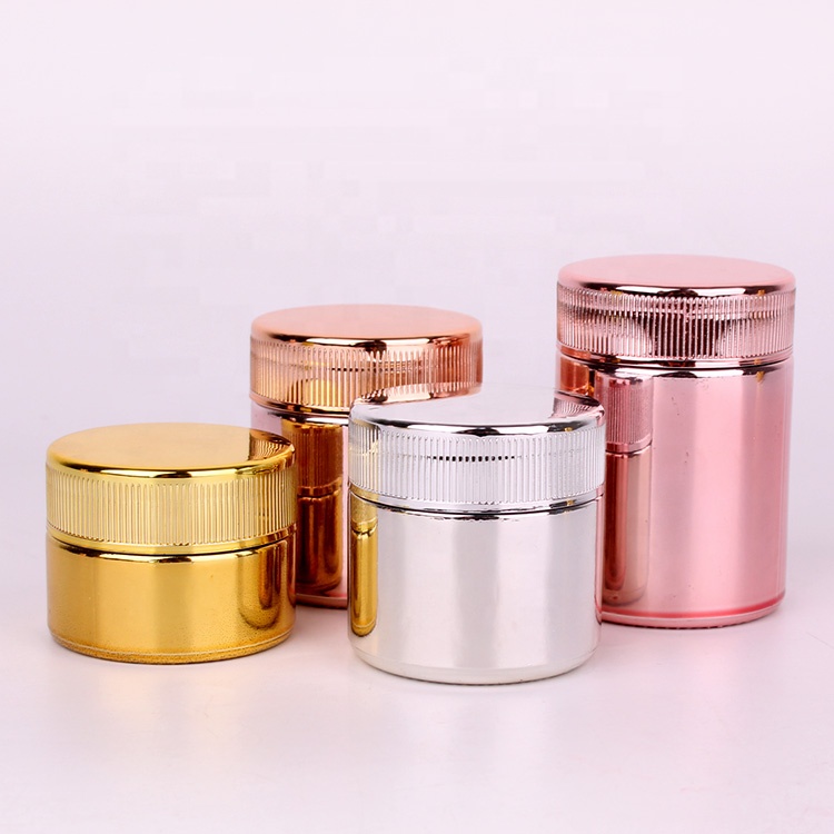electraplating rose gold 1oz 2oz 3oz glass cylinder empty child proof spice storage jar
