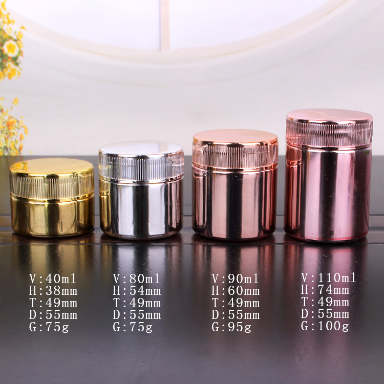 electraplating rose gold 1oz 2oz 3oz glass cylinder empty child proof spice storage jar