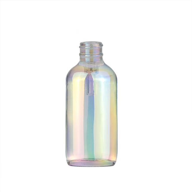 electroplated colorful 0.5oz 1oz 2oz 3oz 4ozskin care boston round lotion cream spray pump glass bottles with bamboo cap
