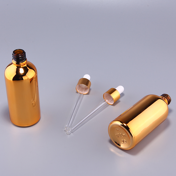 electroplating golden 100ml luxury dropper bottle, essential oil bottle