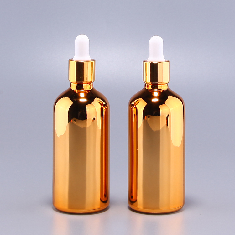 electroplating golden 100ml luxury dropper bottle, essential oil bottle