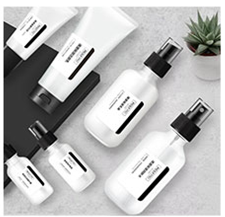 elegant cosmetic set packaging glass bottle for essence emulsion face cream refillable 150ml with pump and spray plastic cap