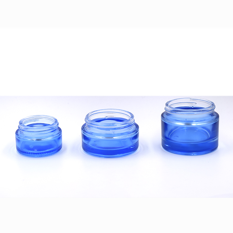 elegant light blue cosmetic glass container glass face cream jar glass lotion bottle wholesale cosmetic packaging container