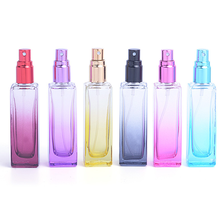 empty 10 ml rectangle thick bottom perfume glass bottle 10ml square roll on bottle with stainless steel roller for essential oil