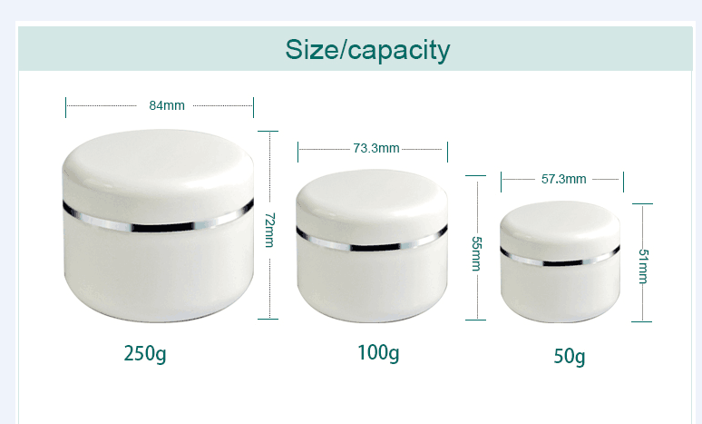 empty 10g 20g 50g 100g 150g 250g plastic cosmetic jar for skin care cream