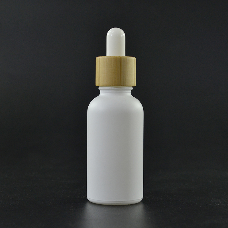 empty 10ml 15ml 20ml 30ml 50ml 100ml bamboo cap matte white glass dropper bottle